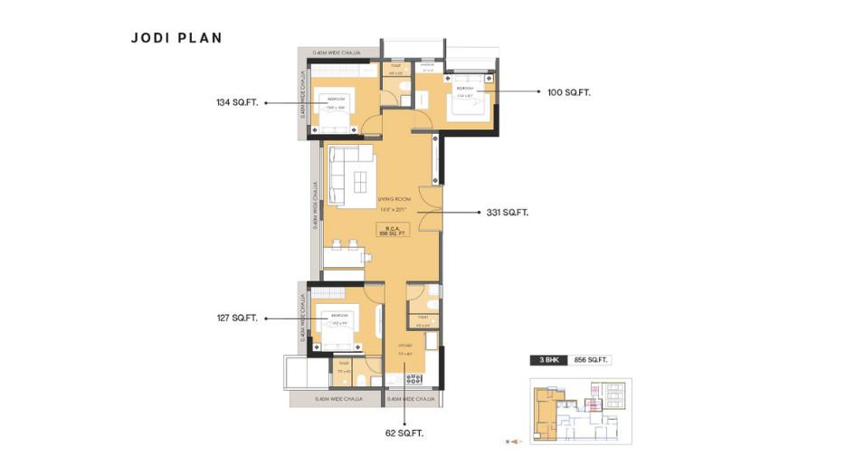 Modirealty-Olive-Floor-Plan-Jodi-Layout-3 BHK-856 Sqft
